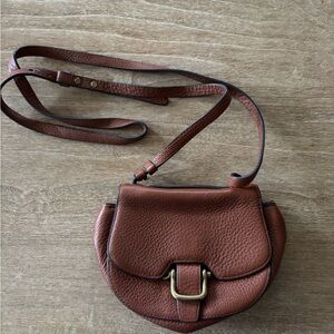 J. Crew Rich Brown Leather Crossbody Bag